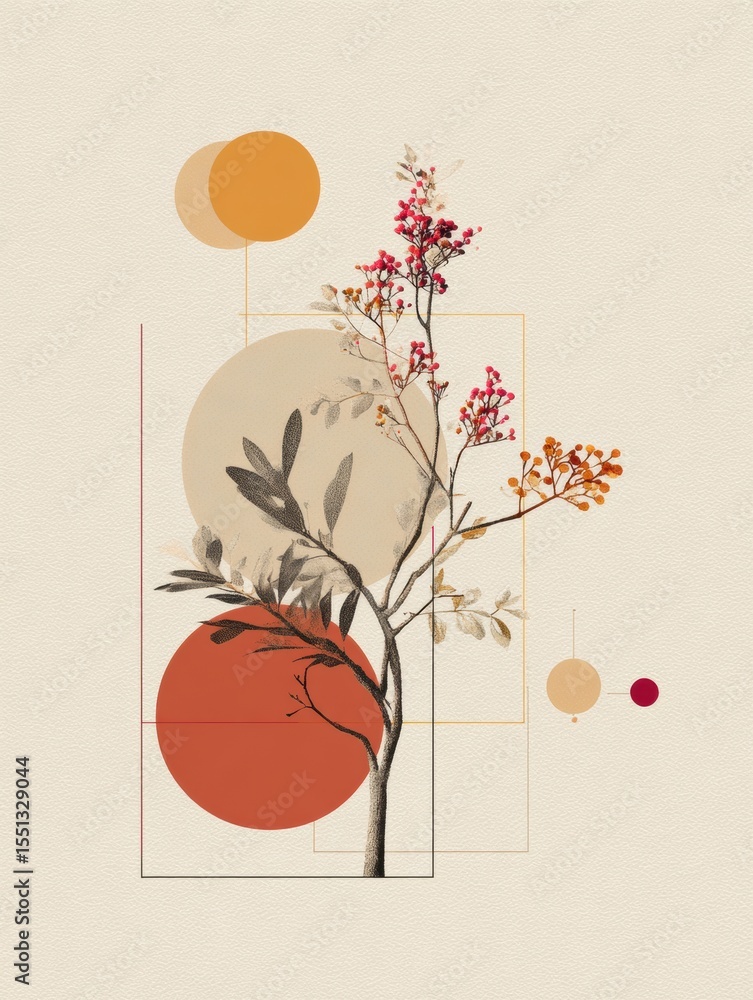 Aufkleber five distinct poetry styles represented in a minimal color scheme with botanical elements