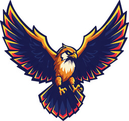Fototapeta premium Majestic Falcon in Flight Showing Off Its Powerful Wings and Sharp Talons Ready to Strike Prey