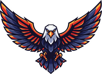 Naklejka premium Majestic Falcon Spreading Its Wings In Mid Flight Against A Dark Background