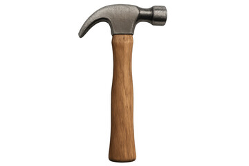Claw hammer with wooden handle on transparent background