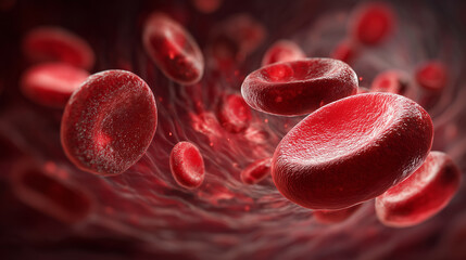 Fototapeta premium Microscopic Scene of Blood Cells in Motion