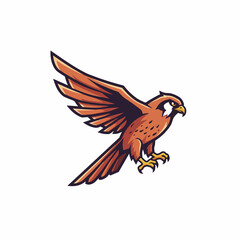 Obraz premium Majestic Brown Falcon Bird of Prey in Flight with Extended Wings and Sharp Talons Symbolizing Freedom and Power