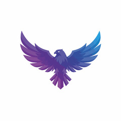 Obraz premium Majestic Eagle with Wings Spread Wide in Purple and Blue Gradient