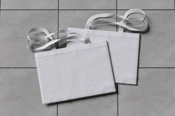 White totebag with tile background texture for mockup template