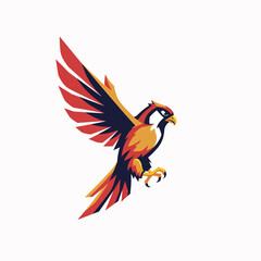 Majestic Raptor Bird with Wings Spread in Dynamic Flight Pose Art