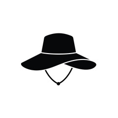 Black Silhouette Vector Sun Hat Icon White Background