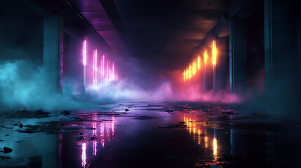 neon lights on dark settings