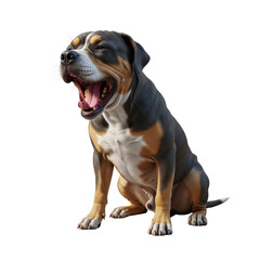 Obraz premium American bully dog yawning sitting isolated white background