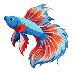 Modern Vector Art of a Betta Fish with Flowing Fins