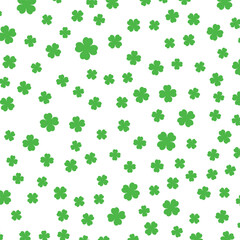 Lucky Saint St Patrick day pattern in green shamrocks clovers four leaf. Vector illustration