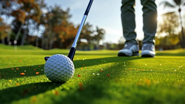 Golf ball and club. Sports brand concept, sports, golf club and golf shops, customized merch