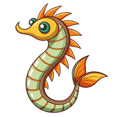 Long Slender Pipefish Vector Icon in a Modern Style