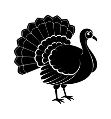 Fototapeta premium Stylized black turkey with fan tl vector illustration