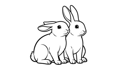 Obraz premium Adorable pair of garden rabbit figurines for whimsical outdoor decoration, copy space