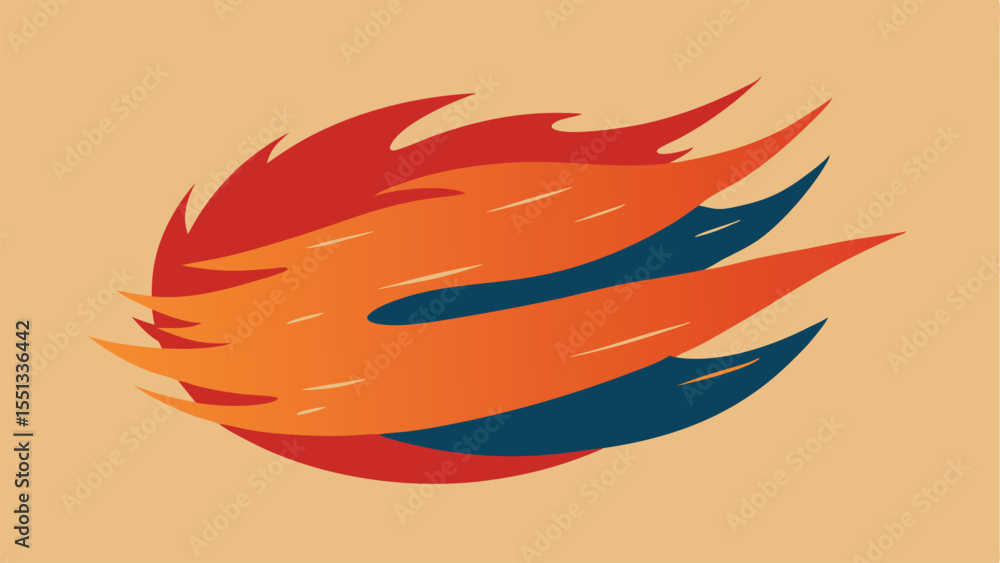 Poster abstract vector illustration of flame in retro color palette suitable for various design projects
