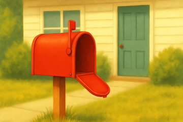 red mailbox on green grass