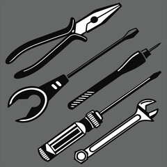 Set of line icons related to labor, construction,  renovation. Outline icon collection. Vector illustration. Editable stroke.