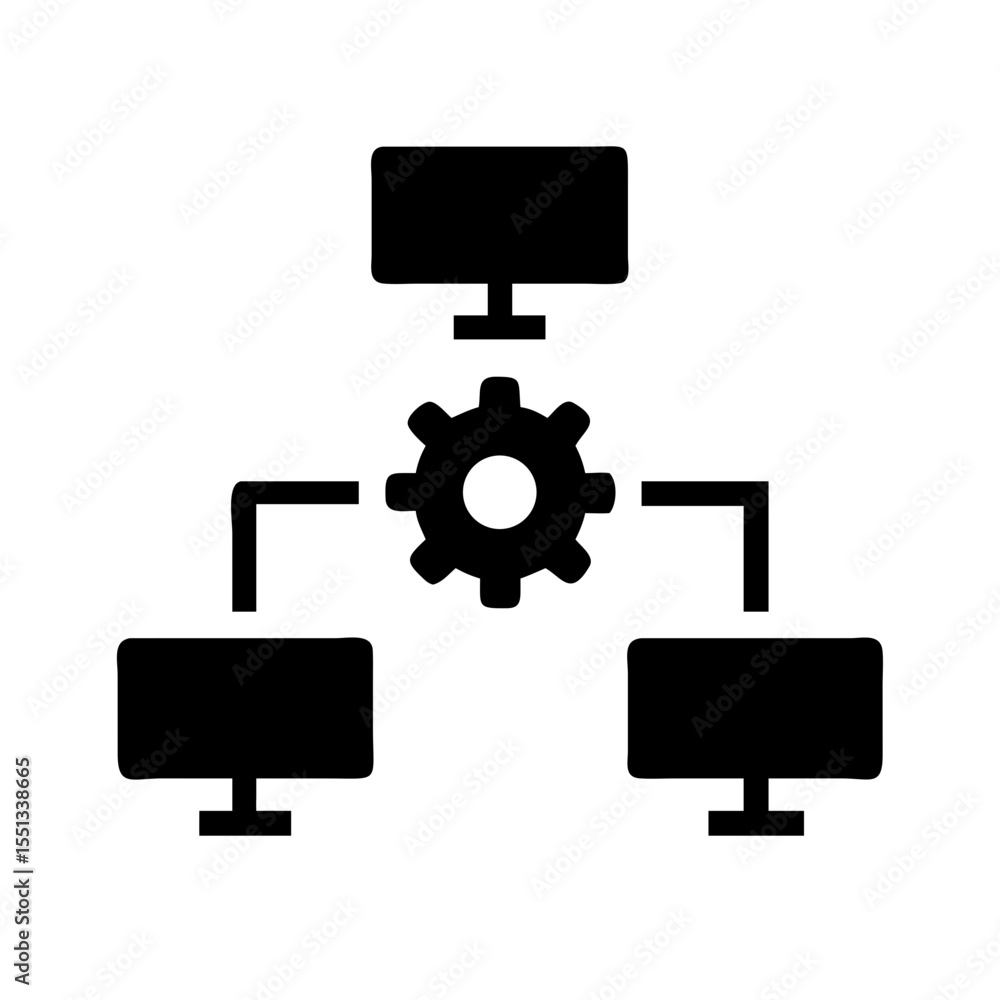 Poster computer network system icon isolated on white background