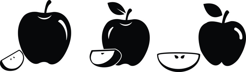 A vibrant vector illustration depicts fresh, healthy delicious apple fruit with a  leaf, perfect for a natural food icon