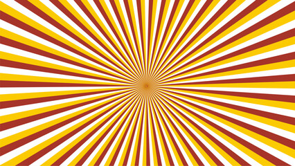 Red and yellow radiant starburst pattern with converging stripes