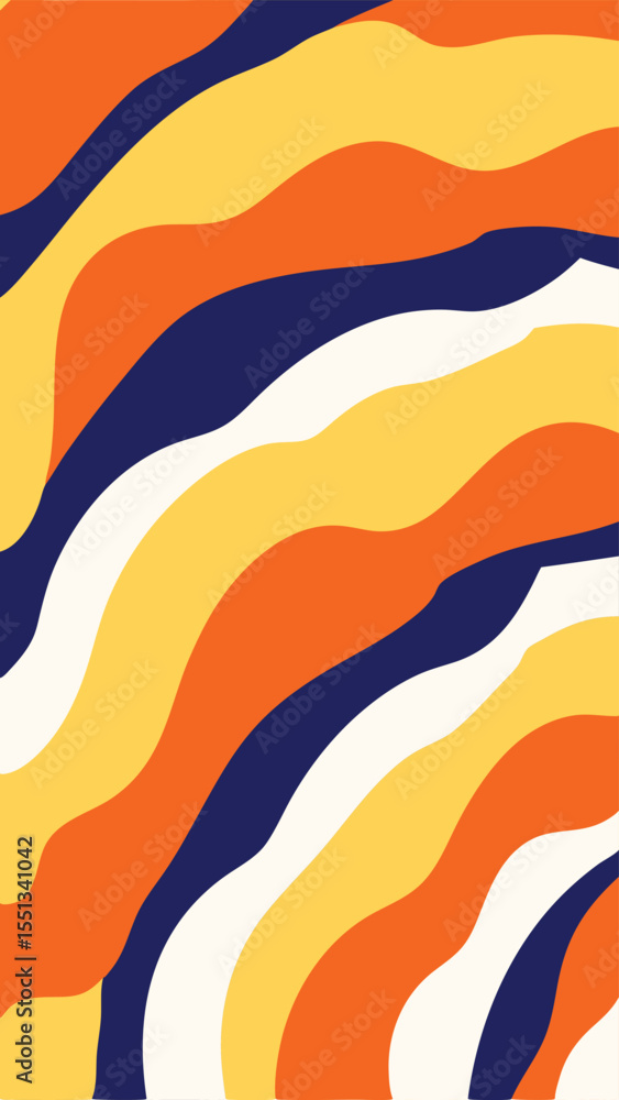 Poster colorful abstract wavy design with modern retro aesthetic and a seamless pattern effect suitable for