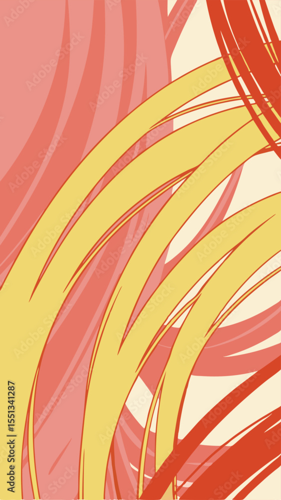 Poster abstract vector illustration of curved lines in warm color tones ideal for various design projects