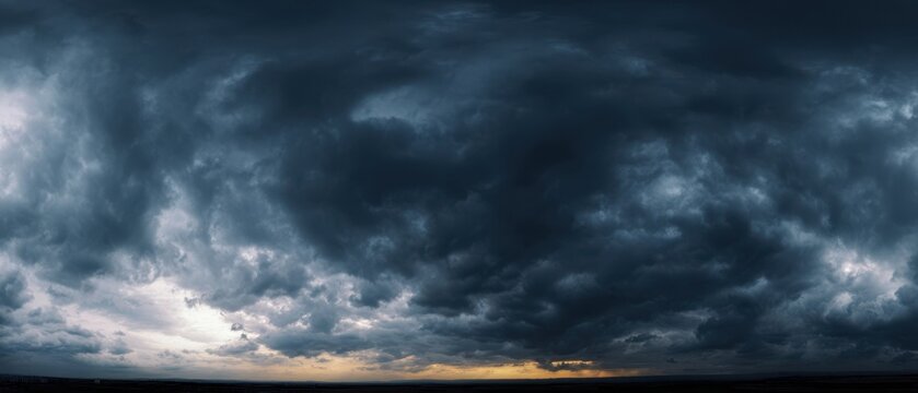 The Dramatic Sky Displaying Dark Clouds and a Glimmer of Sunset
