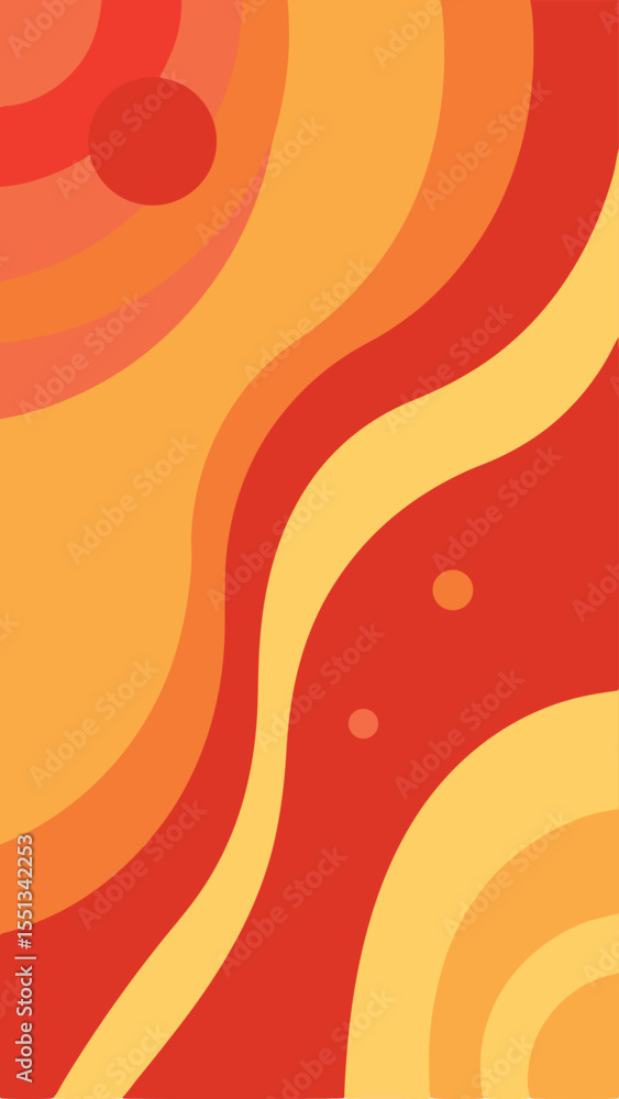Poster abstract orange and red layered wavy shapes creating a warm and dynamic visual design