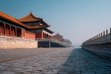Obraz premium stunning view of forbidden city in beijing emphasizing its intricate historical architecture