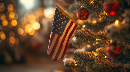 american flag on the street