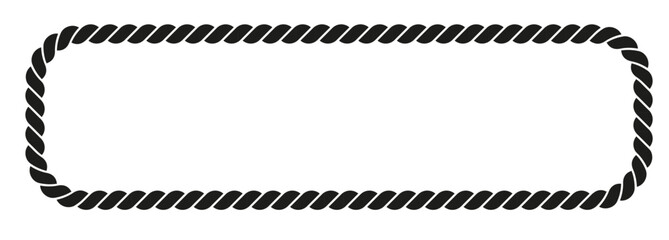 Rope vector border with rope knots. Vector frame isolated on transparent background PNG