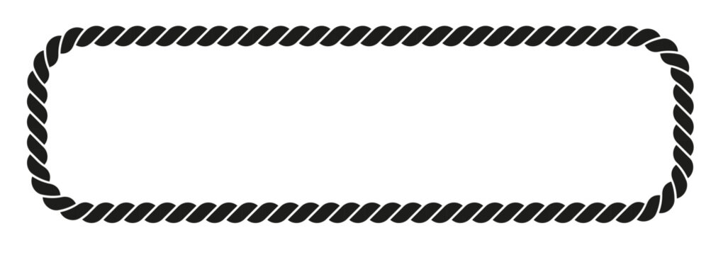 Rope vector border with rope knots. Vector frame isolated on transparent background PNG