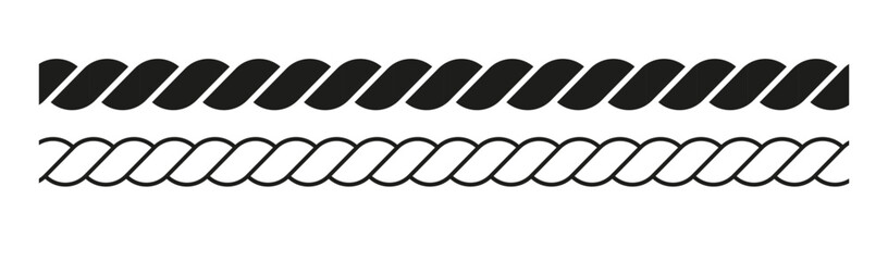 Straight rope vector isolated. Rope Seamless patterns line collection. PNG