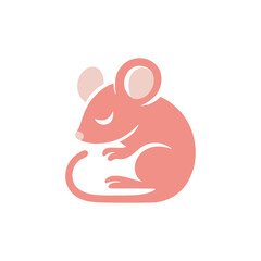 Cute sleeping mouse logo