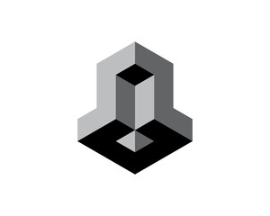 Simple 3d Colorful and Grayscale Isometric Letter T S 2 Z U O Block Logo Design