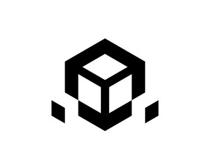 3d Isometric of Black Geometric Cube Box Logo with separating parts