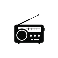 Black Silhouette Vector Radio Antenna Icon White Background