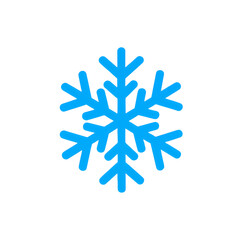 Blue snowflake icon isolated on transparent background