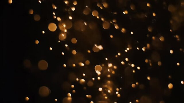 Golden Sparkles Overlay Footage with Black Background Cinematic Abstract VFX