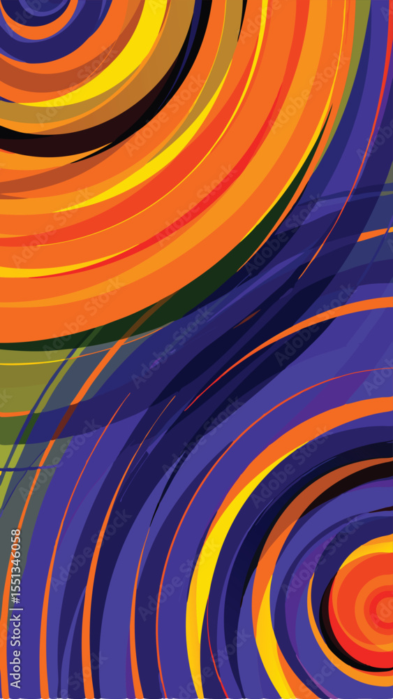Poster abstract swirls of color spiraling in dynamic composition suitable for creative design projects