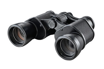 Black binoculars isolated on transparent background.