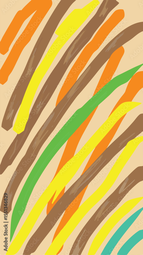 Poster abstract hand drawn colorful stripes with texture background design perfect for various graphic desi