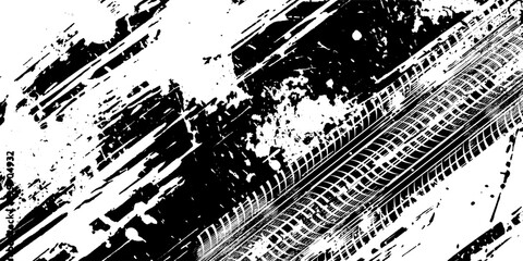 Abstract black and white background with tire tracks.. vector illustration eps 10