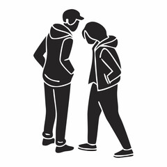 Two men talking with their friend when meet, vector illustration of modern urban life. Vector illustration of two people talking about business together.