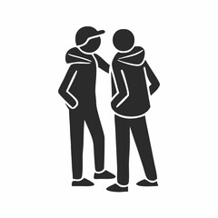 Two men talking with their friend when meet, vector illustration of modern urban life. Vector illustration of two people talking about business together.
