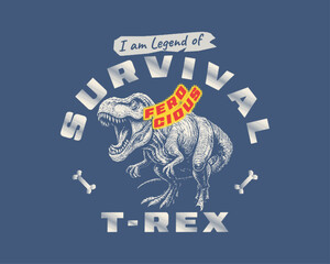Survival T-Rex Vintage Badge – Ferocious Legend Design