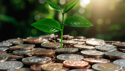 plant growing from coins