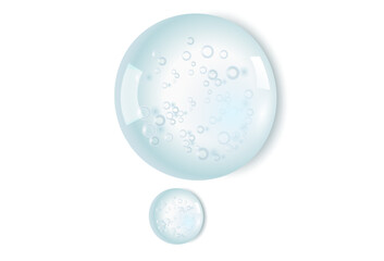 Drop of cosmetic cream, serum with transparent gel texture with micro bubble on white background

