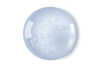 Realistic transparent soap bubbles with subtle blue tinge and soft shadow effect on transparent background.