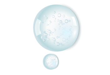 Drop of cosmetic cream, serum with transparent gel texture with micro bubble on white background


